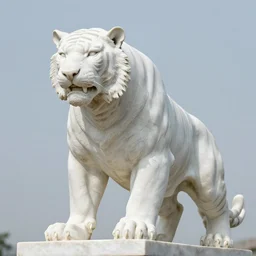 tony the tiger, very detailed white marble statue