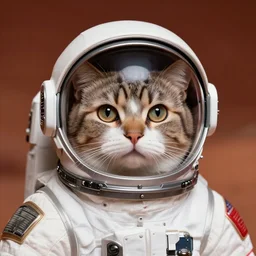 Elon mask as a cat On mars wearing astronaut helmet