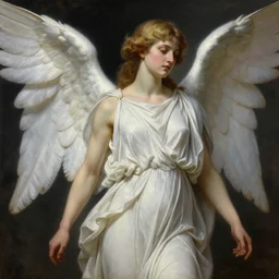 highly detailed oil painting | very intricate | cinematic lighting | award - winning | the beautiful angel of saturn wearing a flowing toga | by godward, by tom bagshaw, by j. c. leyendecker and klimt, beautiful cinematic light, american romanticism, by alphonse mucha, artstation, cgsociety, official art, octane, detailed face