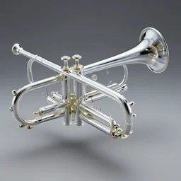 a trumpet made out of glass high detail