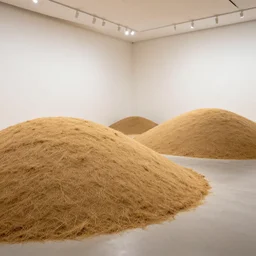 photograph of mowed hills inside studio a museum with no windows