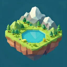 a floating island with lago di sorapis landscape on an aquatic environment isometric art, low poly art, game art, artstation, 3D render, high detail, cgsociety, octane render, sharp focus