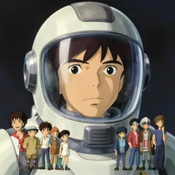 portrait of giant human + alien with a futuristic helmet with clear glass visor, artstation, cartoon, elegant, highly detailed, digital painting, concept art, smooth, sharp focus, illustration, art by studio ghibli, makoto shinkai, don bluth, fujita goro, jean giraud, atey ghailan, akihiko yoshida, tom whalen, anton fadeev, 8 k