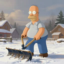 Digital art of Hank Hill from King of the Hill ploughing snow, concept art, artstation