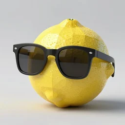 a lemon wearing sunglasses, low poly : : realistic : : 1 accent lighting : : 1 dslr : : 1
