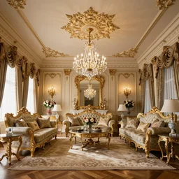 photorealistic imperial living room imperial furniture big ceiling