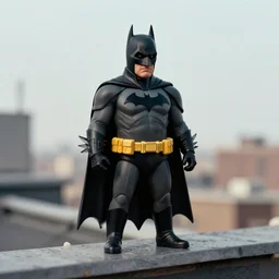 danny devito as batman, 3 5 mm film, on the rooftop