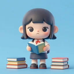 cute little school girl with books, lowbrow, matte painting, 3 d highly detailed, in the style of mark ryden
