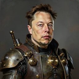 elon musk, steampunk, portrait painting