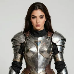 glamorous portrait of liza soberano as khawla bint al - azwar wearing battle armor looking for camera, fantastically fierce, desaturated colors, pen and ink, intricate line drawings, by craig mullins, ruan jia, kentaro miura, greg rutkowski, loundraw