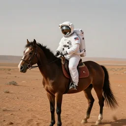 A astronaut riding a horse on Mars, photorealistic, 4K