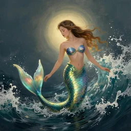 wave in the shape of a mermaid minimal art