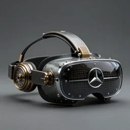a steampunk virtual reality headset in the style of a mercedes 5 0 0 ssk, insanely integrate, 8 k, productphoto, full shot, studiolight