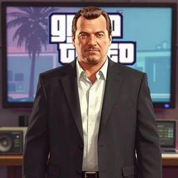 a medium shot portrait of viktor orban as a gta 4 character, gta 4 loading screen, intricate detail, trending on artstationhq