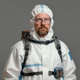 Walter white in a hazmat suit, portrait, highly detailed, digital painting, artstation, concept art, sharp focus, illustration, by Evgeny Lushpin