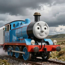 Mecha Thomas the Tank Engine, realistic octane render,