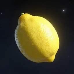 a lemon in space, unreal engine, realistic photo