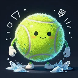 a tennis ball monster ,tennis ball, frozen, ice, chalk, digital art, fantasy, magic, trending on artstation, ultra detailed, professional illustration by Basil Gogos