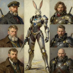 painting by sargent and leyendecker and greg hildebrandt, james gurney, apollinaris vasnetsov, savrasov levitan polenov, studio ghibli style, dystopic future, destiny 2 concept armor for hunter female rabbit, character portrait