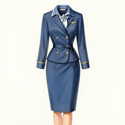 a detailed fashion illustration of a 5 0 s hostess outfit