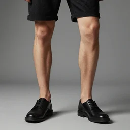 a man whose legs are chicken legs, fashion photography