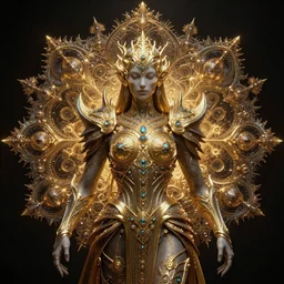 portrait of DMT spirit, in style of Doom, in style of Midjourney, insanely detailed and intricate mandelbulber fractal armor, golden ratio, elegant, ornate, transendental, elite, majestic, haunting, matte painting, cinematic, cgsociety, James jean, Noah Bradley, Darius Zawadzki, vivid and vibrant