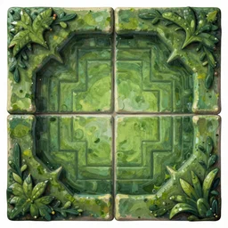 hand painted green nature dungeon tiles texture with perfect details, symmetry, digital art