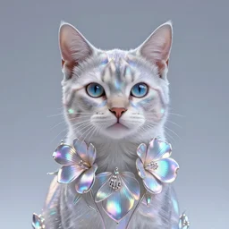 a beautiful detailed digital cat in retrofuturistic iridium flowers, cinematic lighting, 8 k, artgerm, wlop, rutkowski, carne griffiths, ayami kojima, feng zhu, trending cgsociety deviantart, minimalism