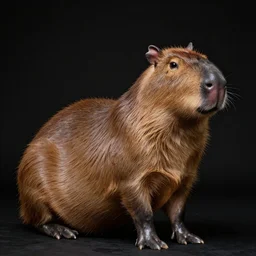 a capybara wearing medieval clothes on a black background in a renaissance painting