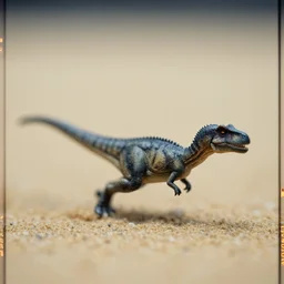 kodak portra 4 0 0, 5 0 mm leica summicron f 1. 2, macro photo of a tiny gray dinosaur running on sand, fast shutter speed, motion blur, tiny gaussian blur, highly detailed, highly intricate, depth of field, low contrast, wide aperture, action photography