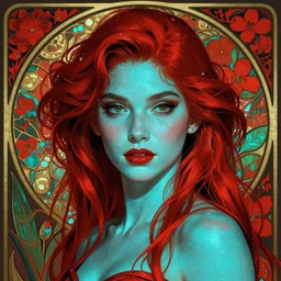 marian rivera as darna, volumetric lights, red and cyan theme, art nouveau botanicals, intricate, highly detailed, digital painting, artstation, concept art, smooth, sharp focus, cinematic, illustration, beautiful face, art by artgerm and greg rutkowski and alphonse mucha