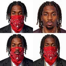 pop smoke with bloods bandana, pop art, no duplicate image, pixel art, ultra details, ultra realistic, digital painting, artstation, concept art, smooth, sharp focus, identical, illustration, intecrate details, art by richard hamilton and mimmo rottela, pixels art by kirokaze and paul robertson