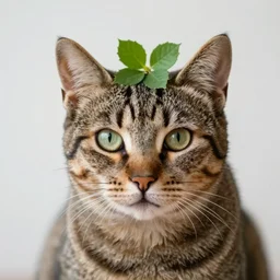 photo of a tabby cat with a lemnon for a head