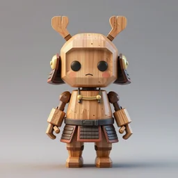 illustration artoys cute figurine wooden robots samourai, highly detailed, symetrical, geometrical, cgsociety, artstation, concept art official art, octane
