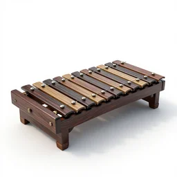 retro xylophone, stylized 3d render, isolated on a pure white background, centered, entire object in frame, sharp focus, soft studio lighting