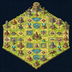 a fantasy game tile set, isometric, 8k