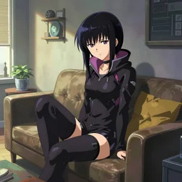 a beautiful screenshot from ( ( ( ( ( cyberpunk ) ) ) ) ) science fiction anime anime anime couch in living room, from the anime film ghost in the shell, from the anime film ergo proxy, trending on artstation