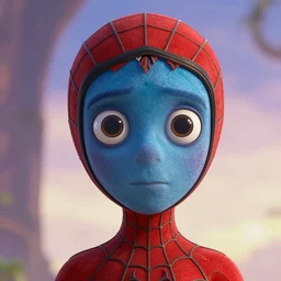 spider man from coraline movie, very detailed face