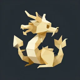 dragon figurine logo vector art, origami, low poly, 3d render, up close, intricate details, folds, 8k