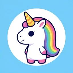 Rainbow Robot Unicorn profile picture for social media sites. Limited palette, crisp vector line full body