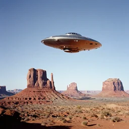 1940s photo of an alien UFO flying over Monument Valley, Utah