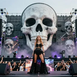 lorna shore taking the stage at the hugest festival in the world, giant death wall, award winning photo