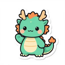 cute dragon sticker art, vector art, concept, solid white background