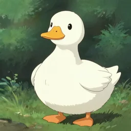 cute fat white call duck, greg rutkowski, alena aenami, studio ghibli, disney