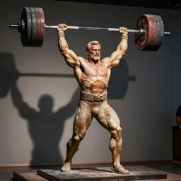john paul ii sculpture of polish powerlifter mariusz pudzianowski doing an overhead barbell press