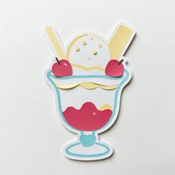 paper cut out illustration of an ice cream sundae, Eiko Ojala