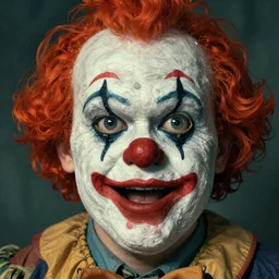 “morbidly obese clown with clocks as eyes. Intricate features, Edward hopper”