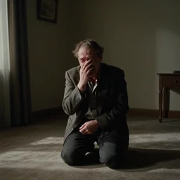 Doug Walker crying in an empty room, film still, by Andrei Tarkovsky