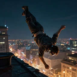 close up daredevil on rooftop night life, fantasy, highly detailed, art by greg rutkowski