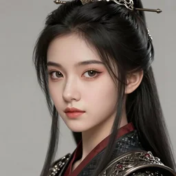 high quality digital portrait of girl with black hair, ancient dynasty warriors girl, anime, face, fantasy, intricate, elegant, highly detailed, digital painting, concept art, smooth, sharp focus, illustration, art by wlop, trending on artstation